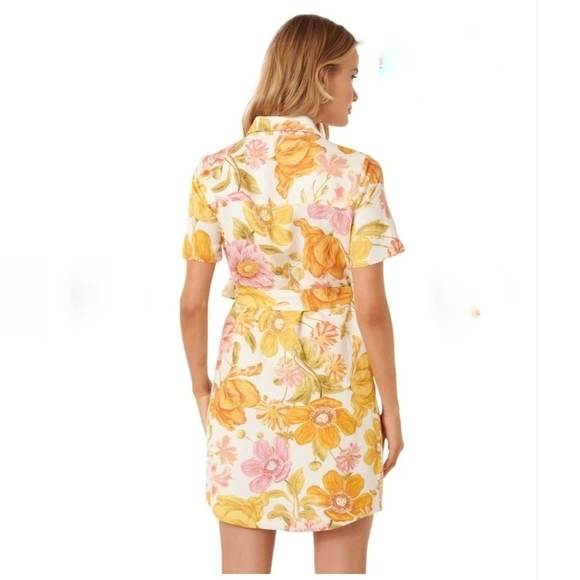 Floral Linen Mini Shirt Dress Forever New Brooke made in Aus sz US 10 - Picture 3 of 14